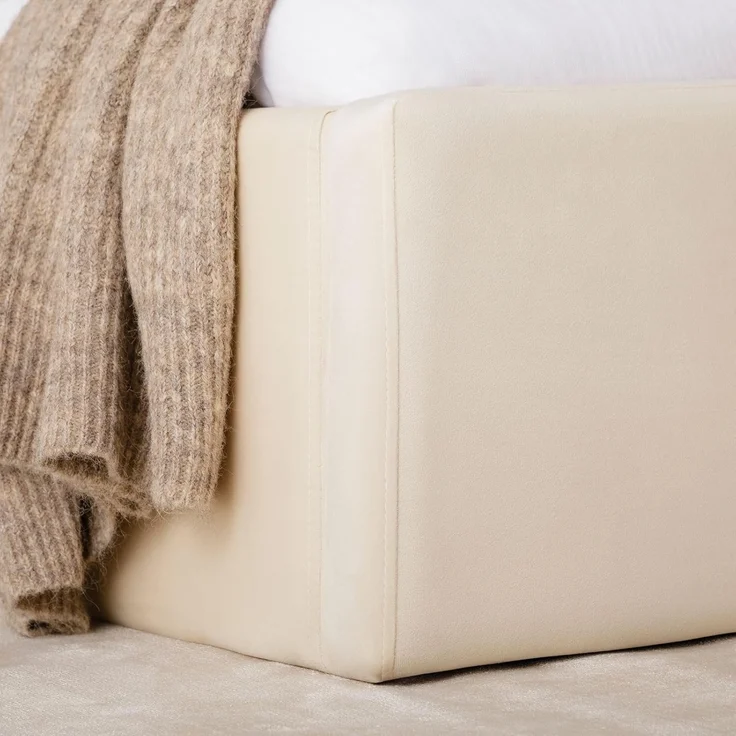 IDIMEX Polsterbett DREAM, Doppelbett 180x200 cm inkl. Lattenrost mit Samt Stoffbezug cremeweiß – Bild 6