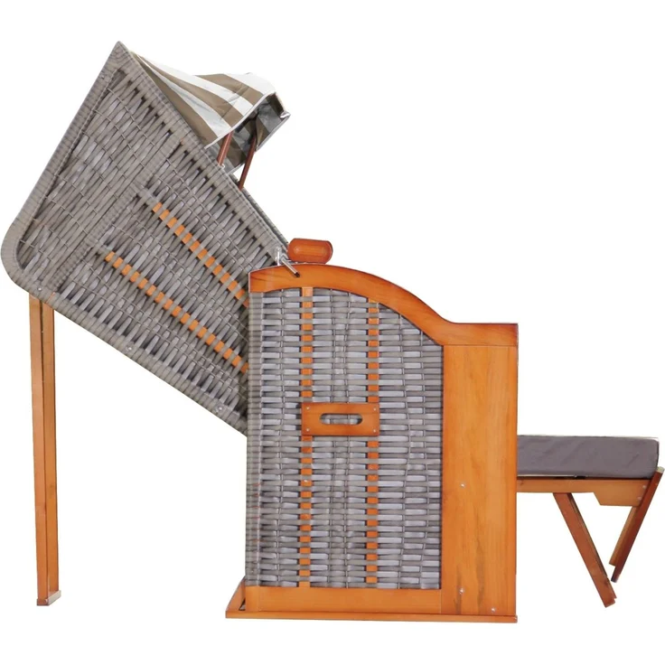 Strandkorb Hanse Ostsee Klassik XXL 2 Sitzer - Creme Weiß Blockstreifen, 137 x 166 x 78 cm – Bild 5
