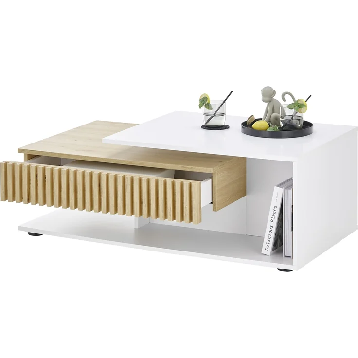 Couchtisch >Alida< in Artisan Eiche, weiß - 110x40x60cm (BxHxT) – Bild 4