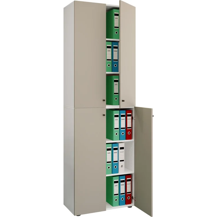 VCM Büroschrank Ulas 919148 Weiß / Grau H. 220 x B. 70 x T. 40cm – Bild 1