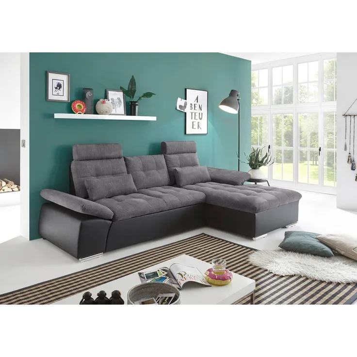 Bega Ecksofa R JAKARTA mit Schlaffunktion schwarz anthrazit
