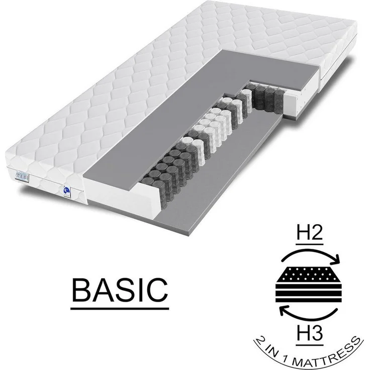 Taschenfederkernmatratze orthopädische 7-Zonen, zwei unterschiedlich feste Liegeseiten, TULENA, (Öko-Tex Zertifiziert), Wendematratze, Größe: 80x190 cm, H1 + H2 Basic – Bild 2