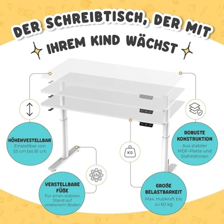 Höhenverstellbarer Kinderschreibtisch Ringe [pro. tec] – Bild 5