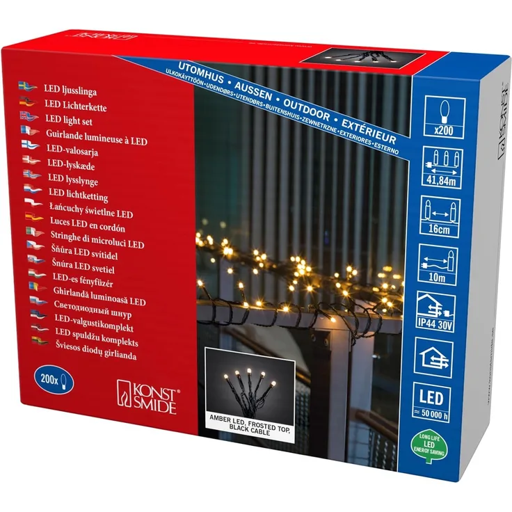 Konstsmide LED Lichternetz Micro 200 bernsteinfarbene Dioden für Außen