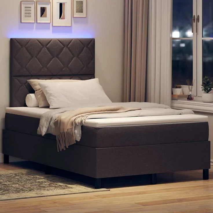 vidaXL Boxspringbett mit Kopfteil Dunkelbraun 120 x 190 cm Stoff 3342931 – Bild 5