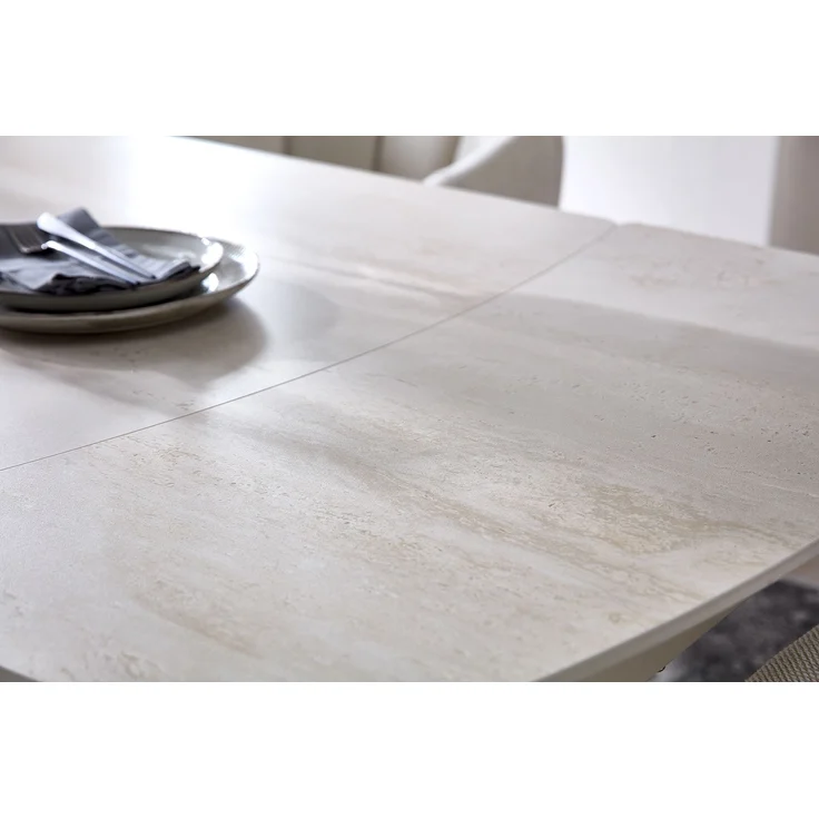 Esstisch >Kelso< (ausziehbar) in Travertin - Optik, beige - 200/280x76x100 (BxHxT) – Bild 6