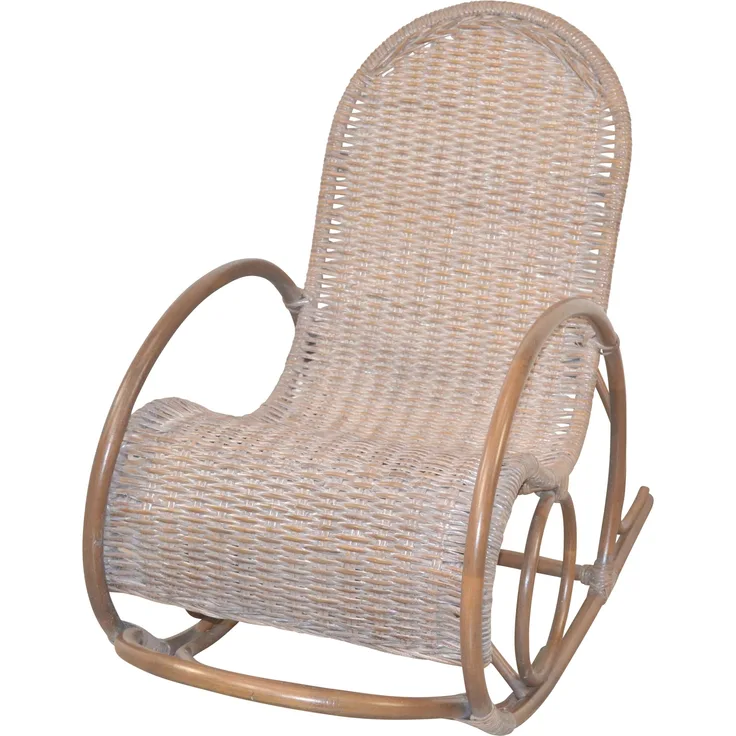 Schaukelstuhl aus Kubu-Rattan handgefertigt, naturgrau