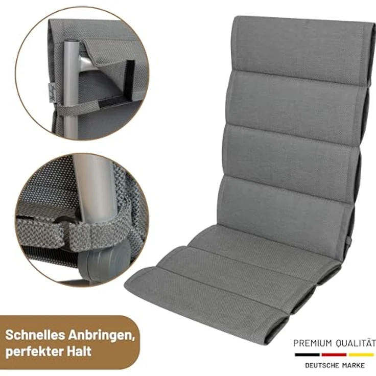 Herlag Hochlehnerauflage Linnea, (1 St), Gartenstuhlpolster 123x50x3cm Besonders leicht 1 Polster Grau – Bild 7