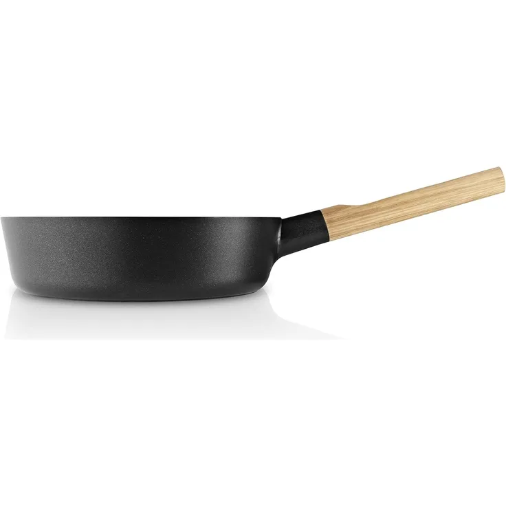 Eva Solo Nordic kitchen Sautierpfanne, Bratpfanne, Pfanne, Sauteuse, Stielsauteuse, Kochen, Kochzubehör, Schwarz, Eiche/Aluminium, Ø 24 cm, 280424