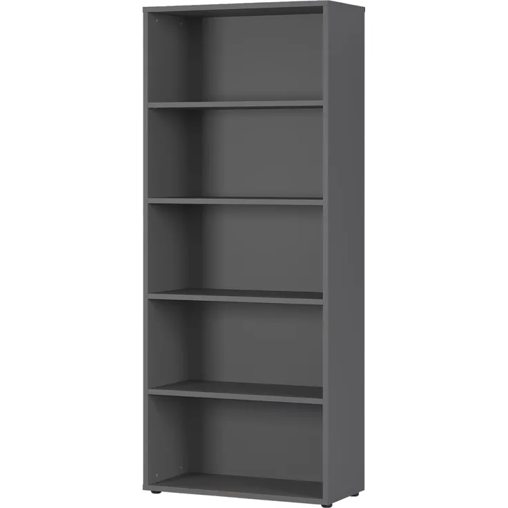 bümö Space Aktenregal Holz, Mehrzweckregal 80 cm breit in Graphit - Regal für 5 OH, Büro Regal groß als Möbel für Arbeitszimmer, Büroregal, Bücherregal & Ordnerregal, SPCAR5OH547