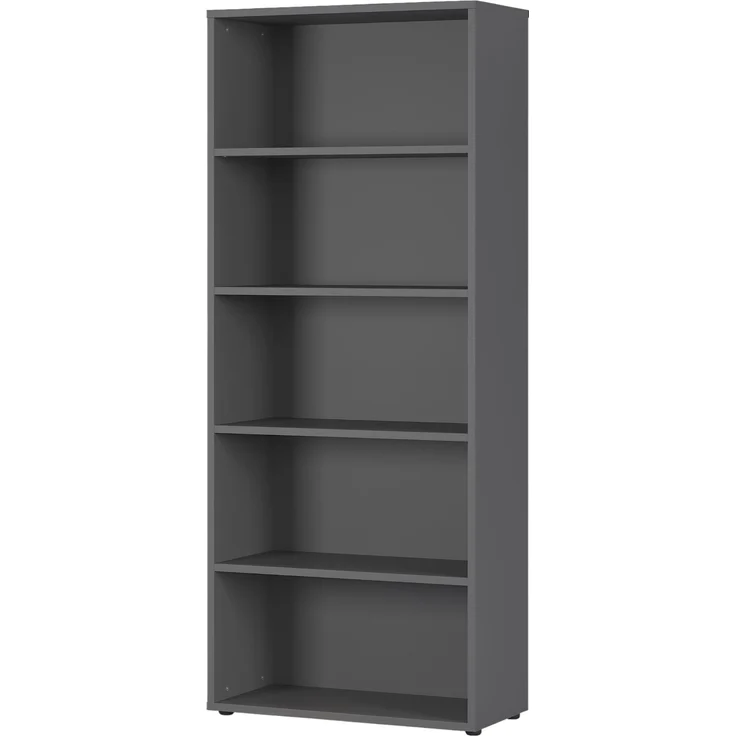 bümö Space Aktenregal Holz, Mehrzweckregal 80 cm breit in Graphit - Regal für 5 OH, Büro Regal groß als Möbel für Arbeitszimmer, Büroregal, Bücherregal & Ordnerregal, SPCAR5OH547 – Bild 1