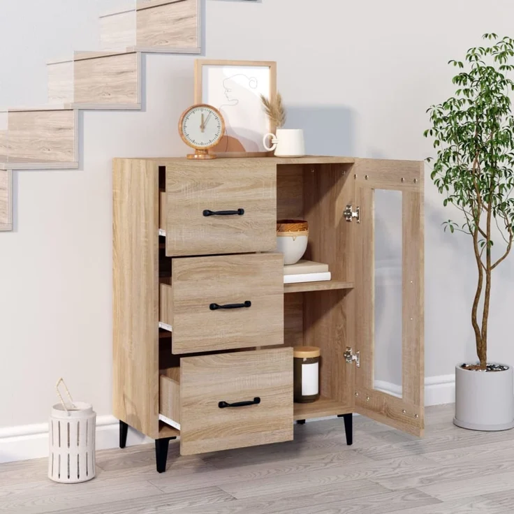 Sideboard, Kommode Sonoma-Eiche 69,5 x 34 x 90 cm Holzwerkstoff – Bild 3