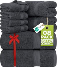 Utopia Towels – 8 teilig Handtücher Set aus Baumwolle mit Aufhänger