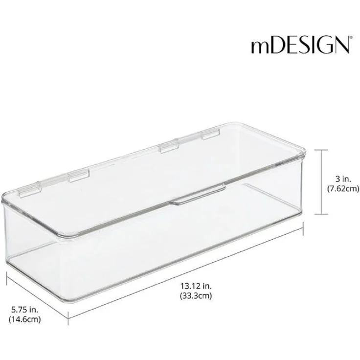 mDesign Organizer Aufbewahrung Kiste Box stapelbar Deckel 4er-Set Transparent – Bild 2