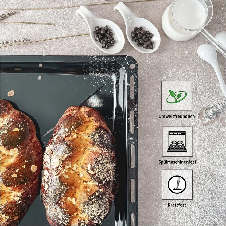 ICQN Backblech 455 x 375 mm, Emailliert, (1-St), Fettpfanne für Backofen & Herd, Kratzfest & Rostfrei – Bild 3