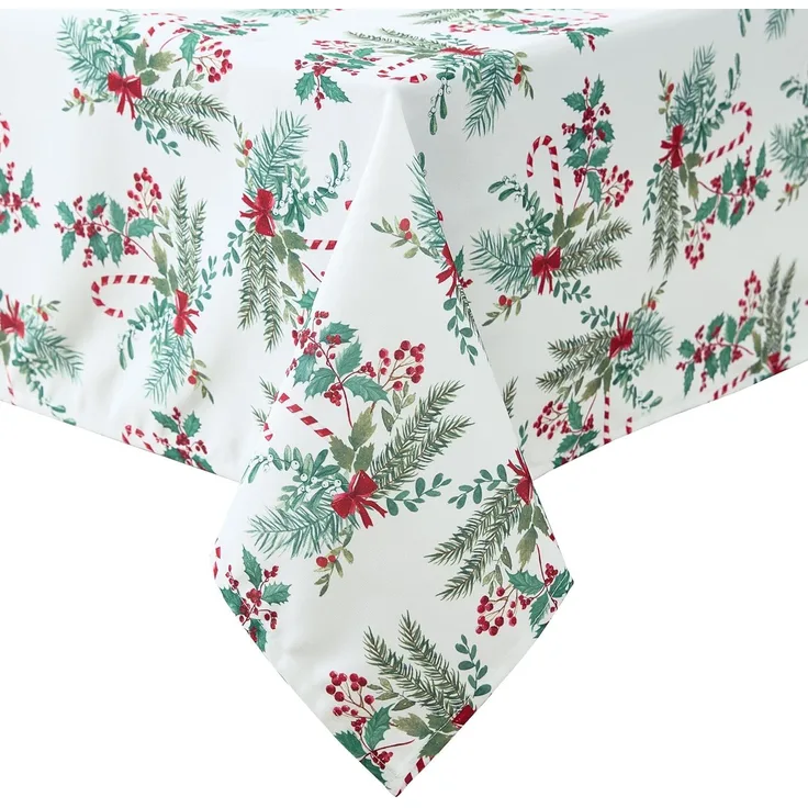 Laura Ashley Dekorative Tischdecke, Knitter- und schmutzabweisend, auslaufsicher, wasserabweisend, pflegeleicht, waschbar, Polyestergewebe für Esszimmer, Küche, Urlaub und Party, 152,4x259,1 cm,