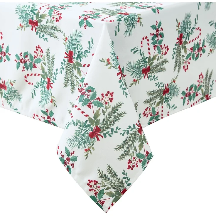 Laura Ashley Dekorative Tischdecke, Knitter- und schmutzabweisend, auslaufsicher, wasserabweisend, pflegeleicht, waschbar, Polyestergewebe für Esszimmer, Küche, Urlaub und Party, 152,4x259,1 cm,