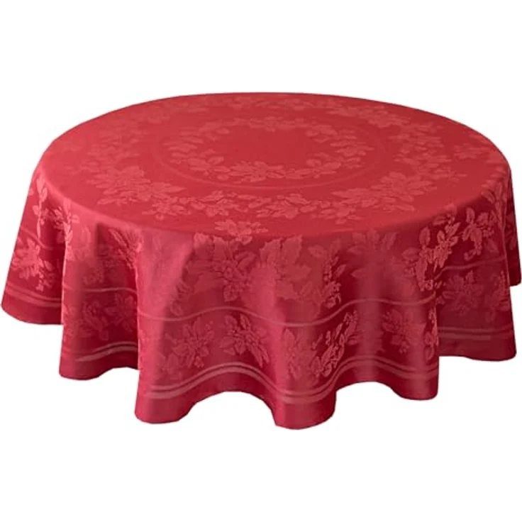 Benson Mills Holiday Elegance schwere Jacquard-Stoff Tischdecke für Urlaub, Winter und Weihnachten (dunkelrot, 177,8 cm rund) – Bild 5