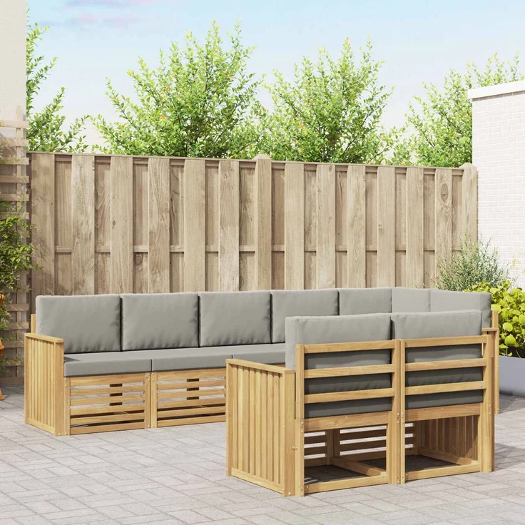 vidaXL Outdoor-Sofagarnitur 8 stk. 8-Sitzer Weiß und Hellgrau 3392031 – Bild 1