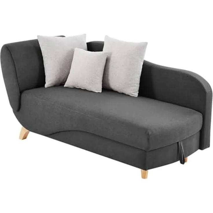 Vente-unique - PENELOPE Chaise longue Stoff Grau - B 80 cm x H 81 cm x L 160 cm