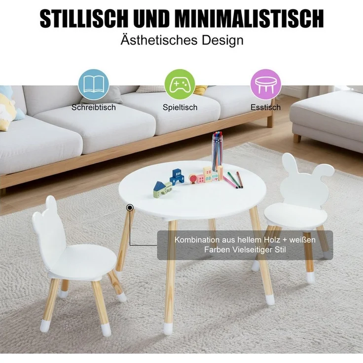LEADZM Kindertisch Kindertisch mit 2 Stühlen, Kindersitzgruppe – Bild 2