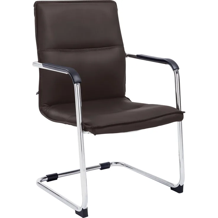 DELUKE® Besucherstuhl SEATTLE - 92x56x60cm, Braun Kunstleder Metall Gestell Konferenzstuhl Wartezimmerstuhl