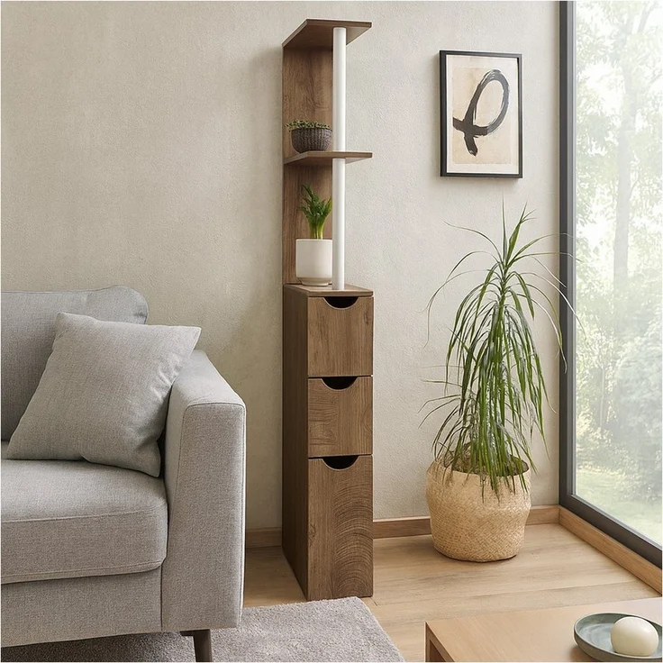 HTI-Living Raumteilerregal Raumteilerregal 136 cm Thekla Eiche, Stück 1-tlg, Beistellschrank Nischenregal – Bild 4