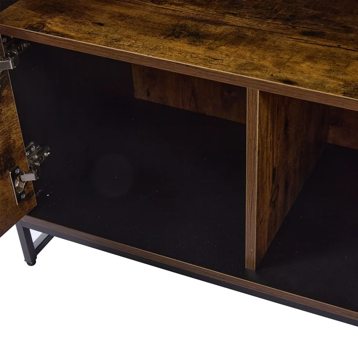 ZUBALIYA Vitrine (80 x 40 x 138 cm), 2 Türen und 2 Schubladen, LED - Beleuchtung, Transparente Elemente, Beige / Naturfarben / Schwarz – Bild 13