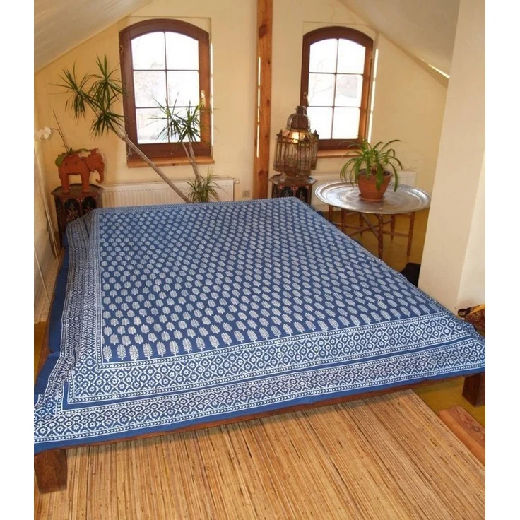 Guru-Shop Tagesdecke Blockdruck Tagesdecke, Bett & Sofaüberwurf,..