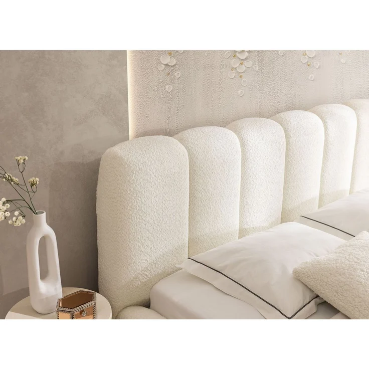 yourhouse24 Polsterbett MICANDI aus Bouclé inkl. Metallrahmen – Wolkenbett mit Bettkasten, Voluminöses Rillen-Design mit Gasdruckfedern & riesigem Stauraum – Bild 4