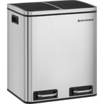 Songmics Mülleimer mit Deckel mit langsamem Verschluss, Inneneimern & Griffen, Silber, 2 Fächer, 2x15 Liter