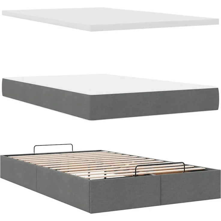 vidaXL Ottoman-Bett mit Matratze Dunkelgrau 120x190 cm Stoff 3311526 – Bild 6