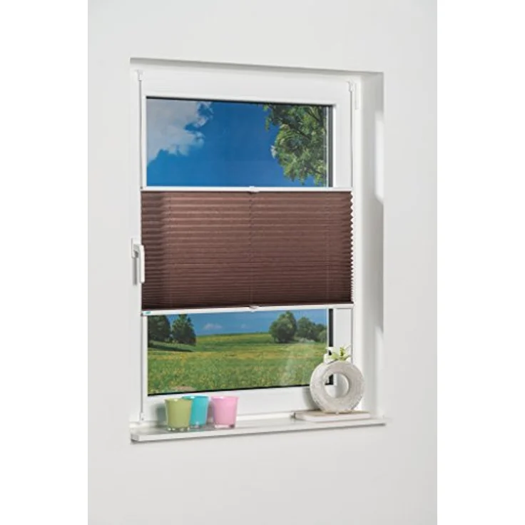 K-home Klemmfix-Plissee Palma 40x210 cm (B x L) Mokka Lichtschutz +++ Moderne Crushed Optik +++ – Bild 2