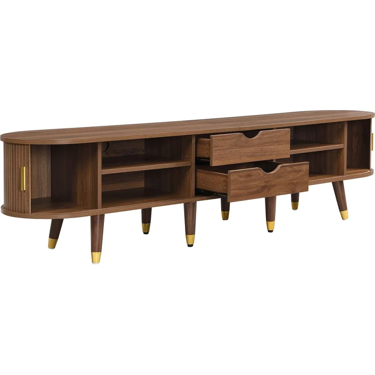 DESVIAE Couchtisch-Set 2-tlg. mit Hubplatte und TV-Schrank 100x40,5x50 cm / 175x44,7x38 cm MDF Nussbaum – Bild 8