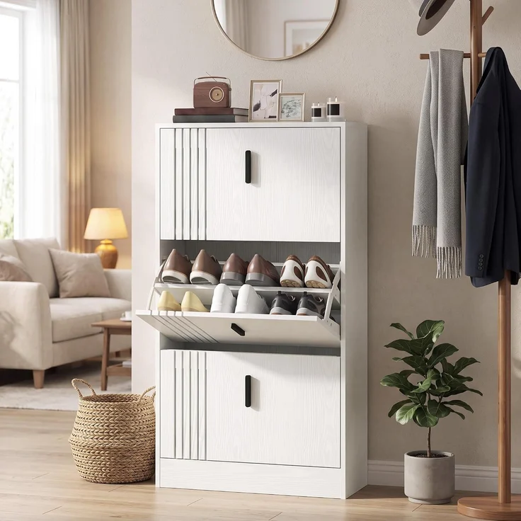 HOMCOM Schuhschrank, MDF, Weiß, 63 x 24 x 117 cm – Bild 9