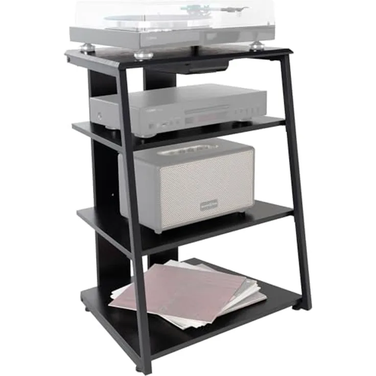 Stagecaptain TV-Regal HR-604 BK Audio Rack - Stylisches HiFi-Regal für Musikliebhaber, Inkl. kleine Schublade für Zubehör