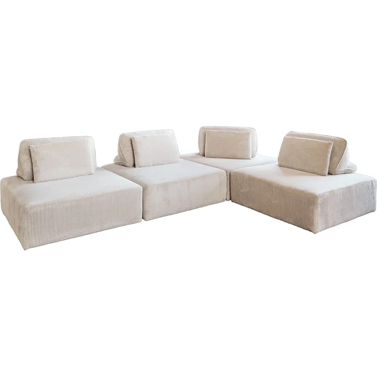 KAWOLA Modulsofa WIOLO SOFT 4 Module 4 Rückenkissen Cord cremeweiß 84 x 222 x 333 cm – Bild 3