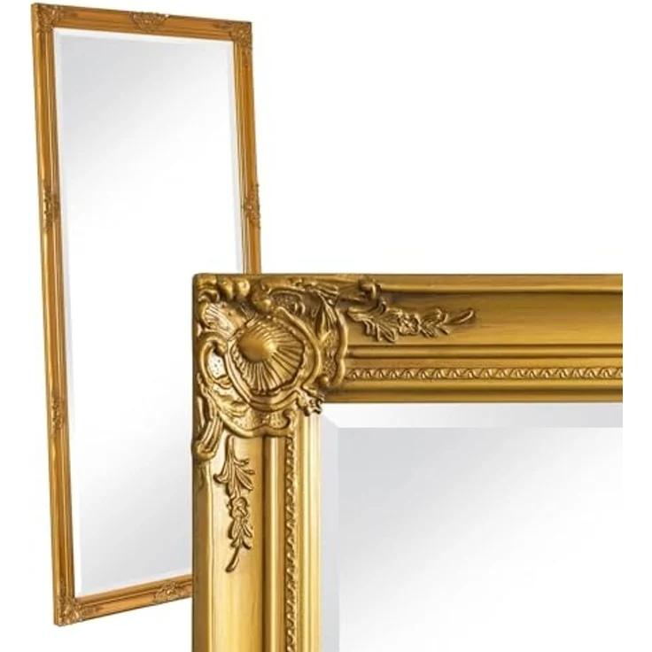 dasmöbelwerk Wandspiegel Wandspiegel Barock Gold 180x80 cm XL Spiegel Ganzkörperspiegel, Spiegelfläche mit edlem Facettenschliff – Bild 1