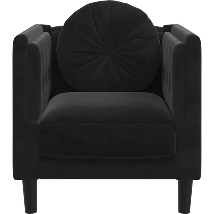 vidaXL Sessel mit Kissen Schwarz Samt 372627 – Bild 3