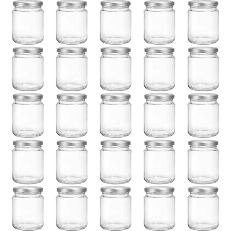hocz 25x Marmeladengläser 275 ml | mit Deckel Silber TO 66 | Einmachgläser mit Schraubdeckel zum befüllen | Sturzgläser für Marmelade Schraubgläser | leere Gläser Set | 25 Stück – Bild 1