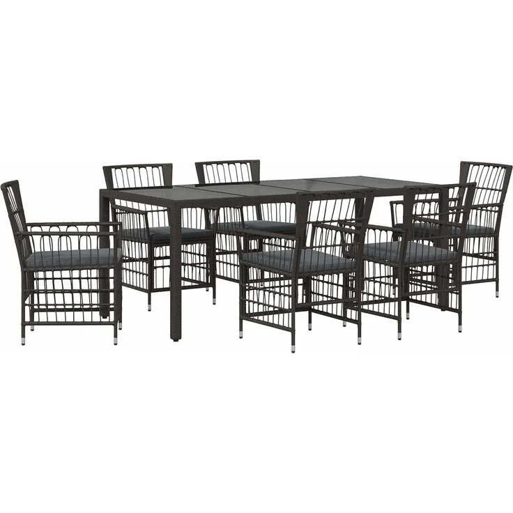 vidaXL Outdoor-Essgruppe 7 stk. Schwarz Poly-Rattan 3448940 – Bild 1