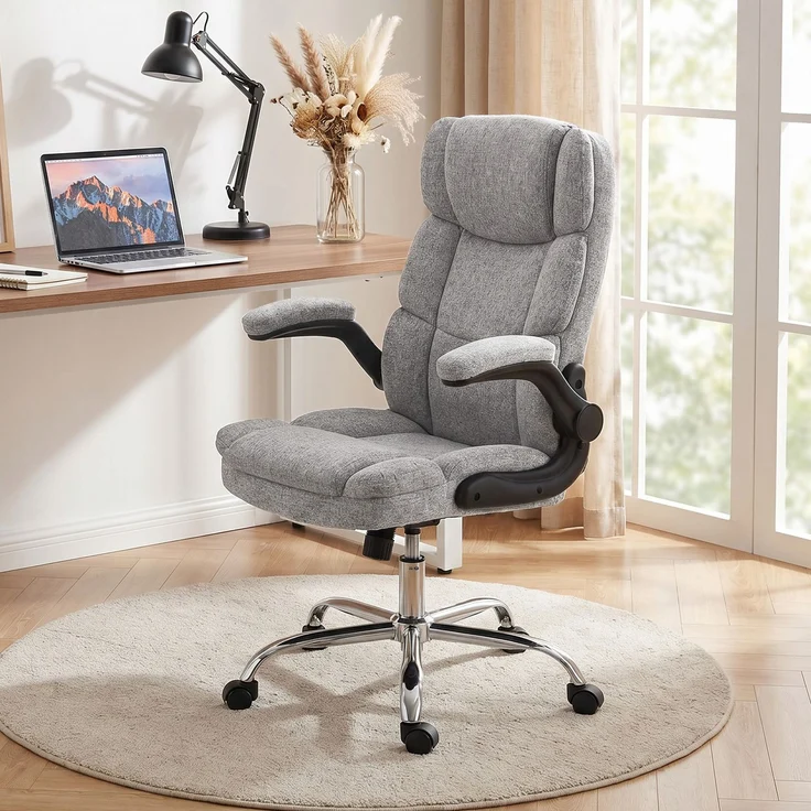 4-Punkt-Massage-Bürostuhl mit Heizfunktion und klappbaren Armlehnen, grau – Bild 4