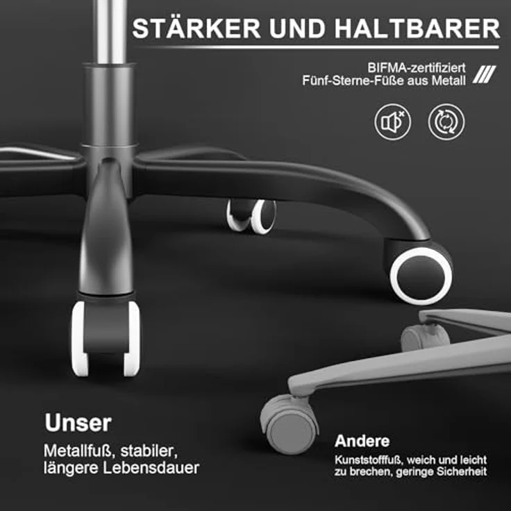 JUMMICO Gaming Stuhl, Bürostuhl Ergonomisch Mit Massagefunktion, Gamer Stuhl verstellbare Rückenlehne 90-135°,und fußstütze, Gamingstuhl 150 kg belastbarkeit, Weiß – Bild 8