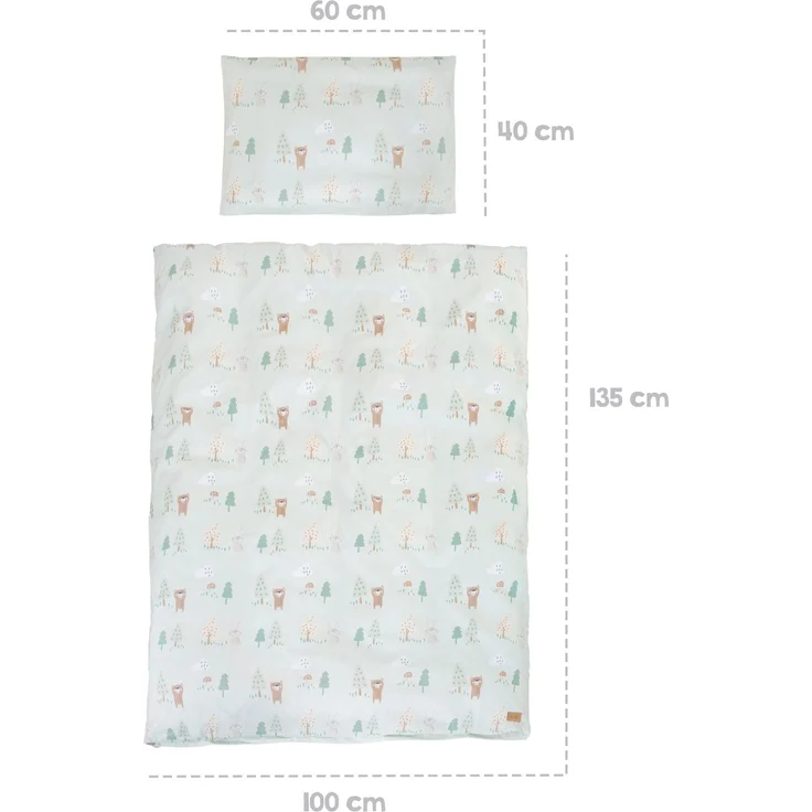 roba Kinderbettgarnitur 'Woodland Buddies' 4-teilig - Himmel, Nestchen & Bettwäsche - Pastellgrün – Bild 8