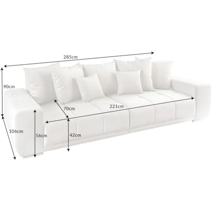 riess-ambiente Big-Sofa ELEGANCIA 285cm champagner / beige, Einzelartikel 1 Teile, XXL Couch · Samt · mit Federkern · inkl. Kissen · Design – Bild 3