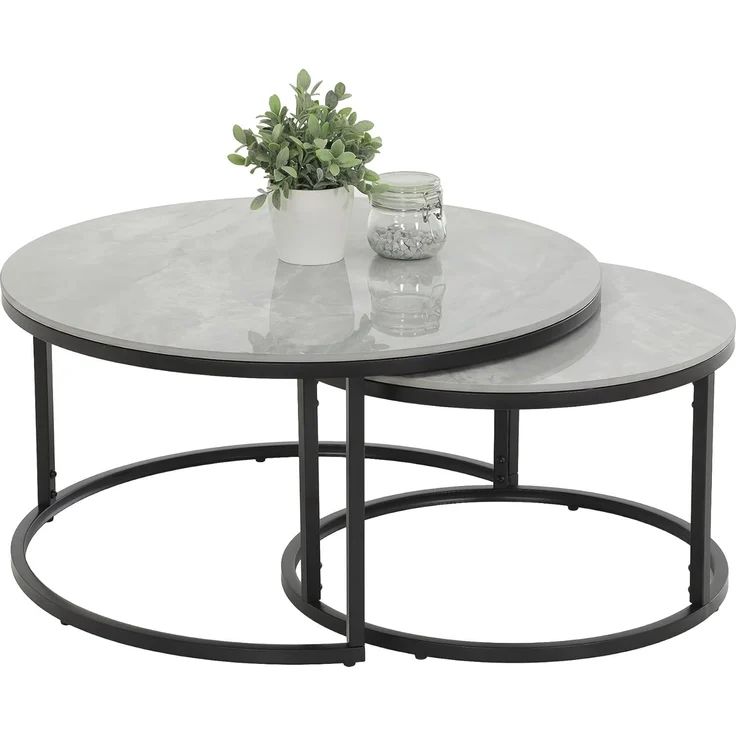 Couchtisch Luis - Marmoroptik Grau / Schwarz - 2-teilig – Bild 3