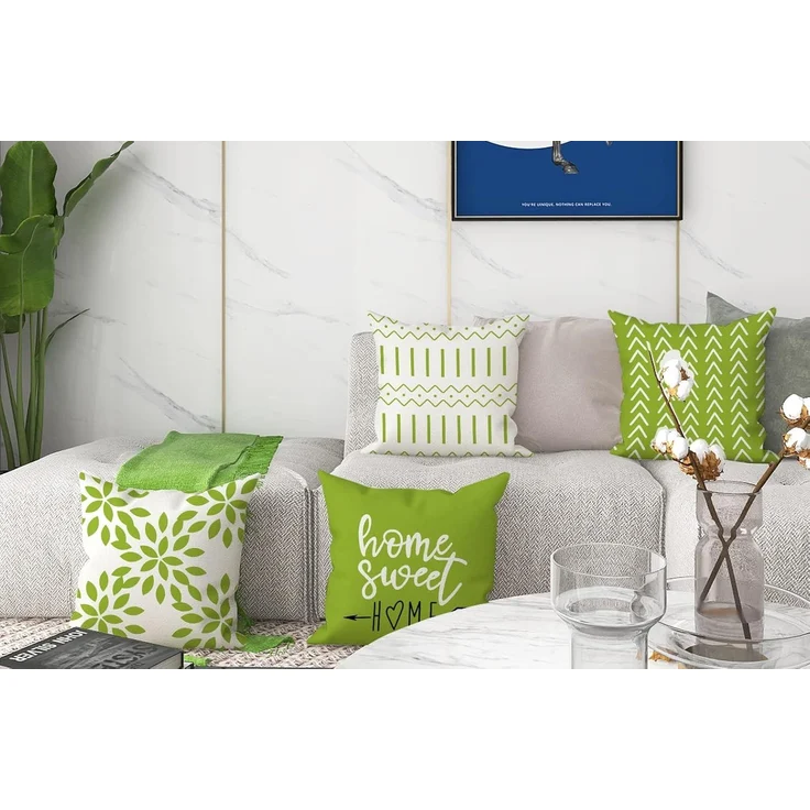 Kissenbezüge 45 × 45 cm 4er-Set Sage Green, Outdoor Leinen Kissenhüllen, Couch Bett Auto – Bild 6