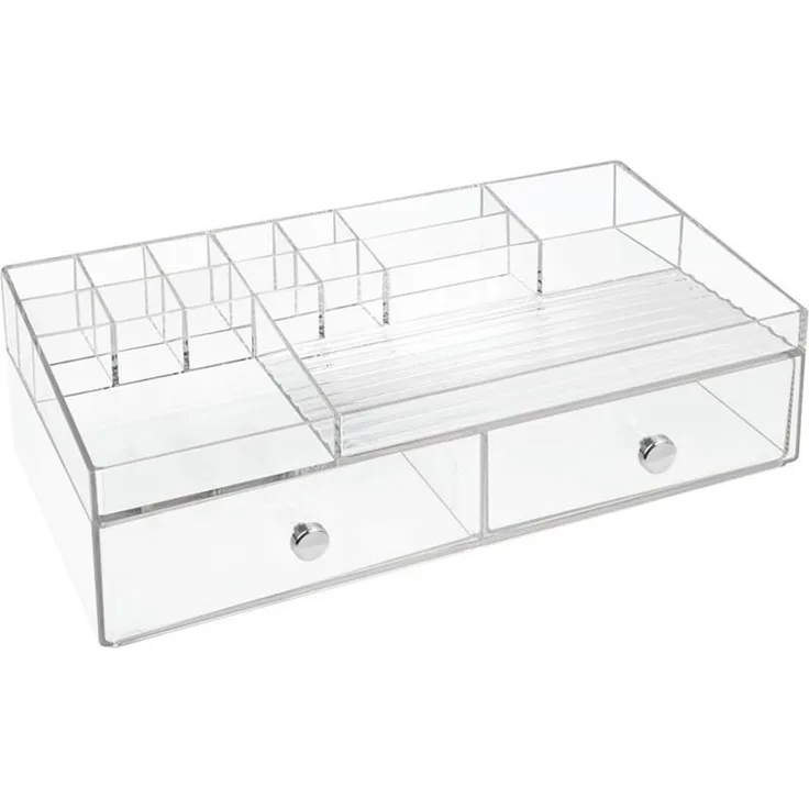 Schminkaufbewahrung Kosmetik Organizer 2 Schubladen mDesign transparent