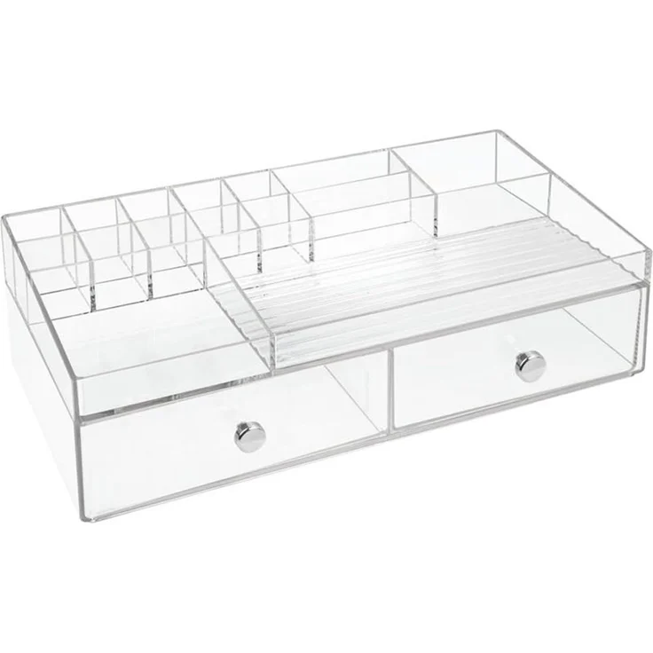 Schminkaufbewahrung Kosmetik Organizer 2 Schubladen mDesign transparent – Bild 1