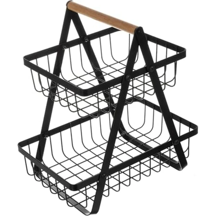 Ruhhy Brotkorb Obstkorb Gemüsekorb, Stahl, (Spar-Set, 1-tlg, dekorativ), elegante 2-stöckige Küchendekoration – Bild 6